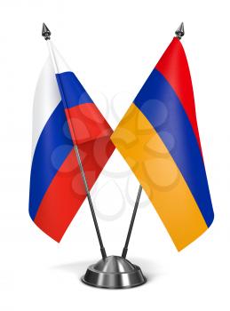 Russia and Armenia - Miniature Flags Isolated on White Background.