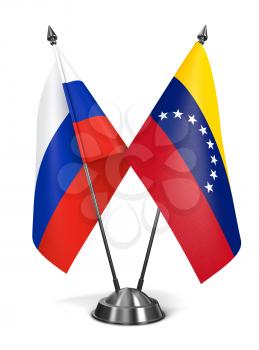 Russia and Venezuela - Miniature Flags Isolated on White Background.