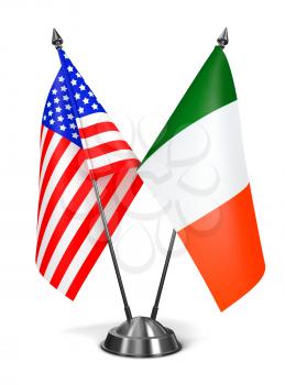 USA and Ireland - Miniature Flags Isolated on White Background.
