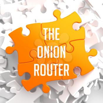 The Onion Router - Orange Puzzle on White Background.