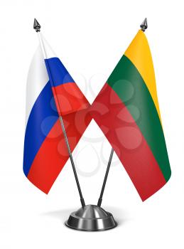 Russia and Lithuania - Miniature Flags Isolated on White Background.