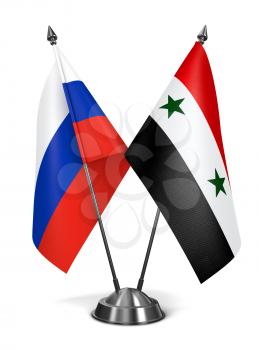 Russia and Syria - Miniature Flags Isolated on White Background.