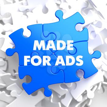 Made For ADS on Blue Puzzle on White Background.
