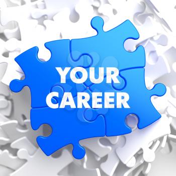 Your Career on Blue Puzzle on White Background.