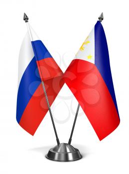 Russia and Philippines - Miniature Flags Isolated on White Background.