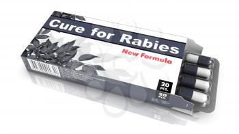 Cure for Rabies  - Grey Open Blister Pack Tablets Isolated on White.