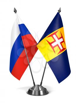 Russia and Madeira - Miniature Flags Isolated on White Background.