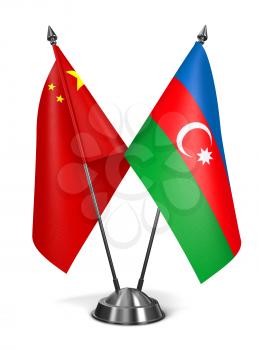 China and Azerbaijan - Miniature Flags Isolated on White Background.