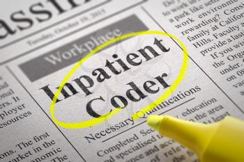Inpatient Coder Vacancy in Newspaper. Job Search Concept.