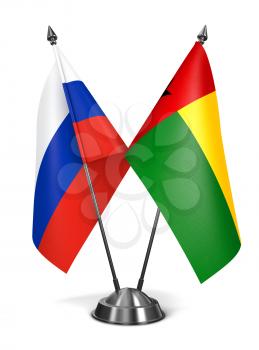 Russia and Guinea-Bissau of Miniature Flags Isolated on White Background.