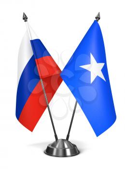 Russia and Somalia - Miniature Flags Isolated on White Background.