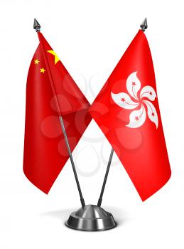 Hong Kong and China - Miniature Flags Isolated on White Background.