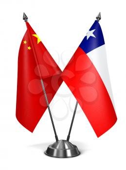 China and Chile - Miniature Flags Isolated on White Background.