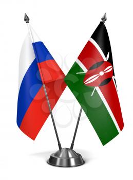 Russia and Kenya - Miniature Flags Isolated on White Background.