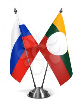 Russia and Shan State - Miniature Flags Isolated on White Background.