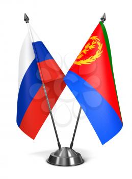 Russia and Eritrea - Miniature Flags Isolated on White Background.