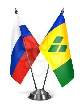 Royalty Free Clipart Image of Russia, Saint Vincent and Grenadines Miniature Flags