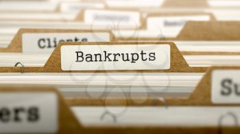 Royalty Free Clipart Image of Bankrupts Text on a Folder