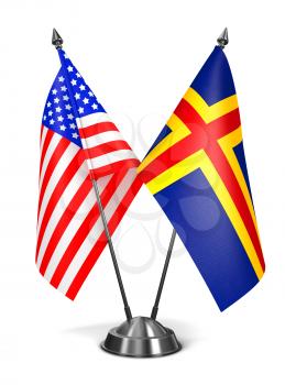 Royalty Free Clipart Image of USA and Aland Miniature Flags