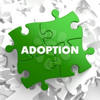 Royalty Free Clipart Image of Adoption Text on Puzzle Pieces