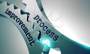Royalty Free Clipart Image of Process Improvement Text on Gears