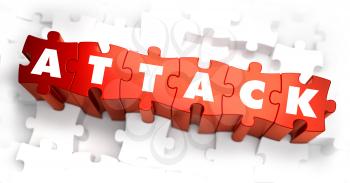 Royalty Free Clipart Image of Attack Text on Puzzle Pieces
