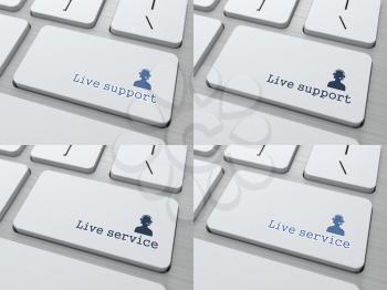Royalty Free Clipart Image of Live Support and Service Computer Keyboard Buttons