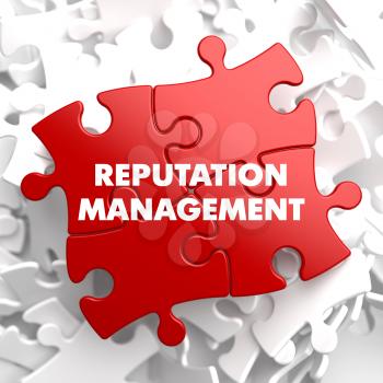 Royalty Free Clipart Image of Reputation Management Text on Puzzle Pieces