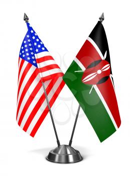 Royalty Free Clipart Image of USA and Kenya Miniature Flags
