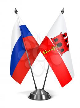 Royalty Free Clipart Image of Russia and Gibraltar Miniature Flags