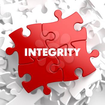 Royalty Free Clipart Image of Integrity Text on Puzzle Pieces