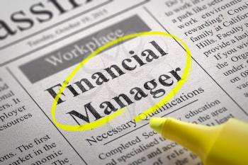 Royalty Free Clipart Image of a Financial Manager Help Wanted Ad