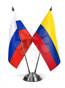Royalty Free Clipart Image of Russia and Colombia Miniature Flags