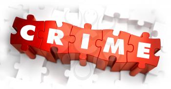 Royalty Free Clipart Image of Crime Text on Puzzle Pieces