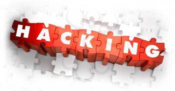 Royalty Free Clipart Image of Hacking Text on Puzzle Pieces