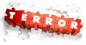 Royalty Free Clipart Image of a Terror Text on Puzzle Pieces