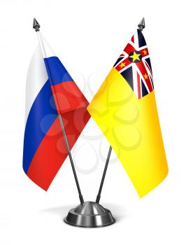 Royalty Free Clipart Image of Russia and Niue Miniature Flags