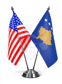 Royalty Free Clipart Image of USA and Kosovo Miniature Flags