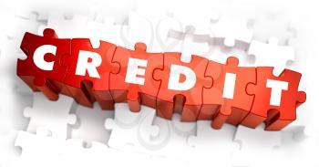 Royalty Free Clipart Image of Credit Text on Puzzle Pieces