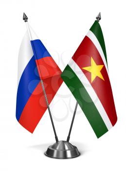 Royalty Free Clipart Image of Russia and Suriname Miniature Flags