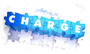 Royalty Free Clipart Image of Charge Text on Puzzle Pieces