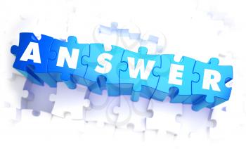 Royalty Free Clipart Image of Answer Text on Puzzle Pieces