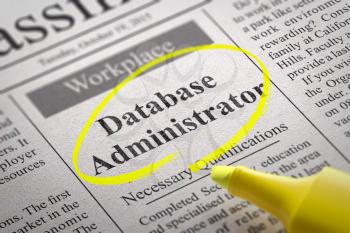 Royalty Free Clipart Image of a Database Administrator Help Wanted Ad