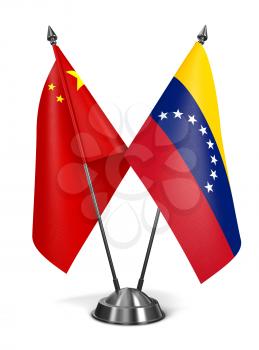 Royalty Free Clipart Image of China and Venezuelan Miniature Flags
