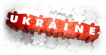 Royalty Free Clipart Image of Ukraine Text on Puzzle Pieces