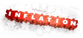 Royalty Free Clipart Image of Inflation Text on Puzzle Pieces