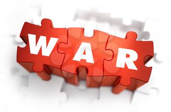 Royalty Free Clipart Image of War Text on Puzzle Pieces