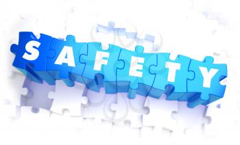 Safety - Word in Blue Color on Volume  Puzzle. 3D Illustration.