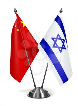 China and Israel - Miniature Flags Isolated on White Background.