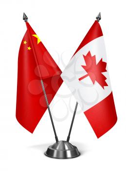 China and Canada - Miniature Flags Isolated on White Background.
